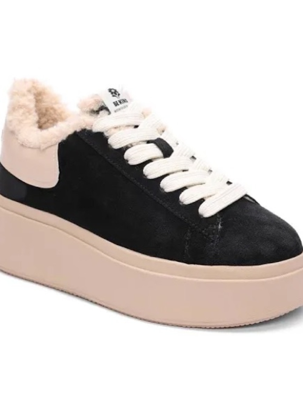 ASH Women's Moby-Be Kind Platform Sneaker- military/gardenia Fur lined size 10.5